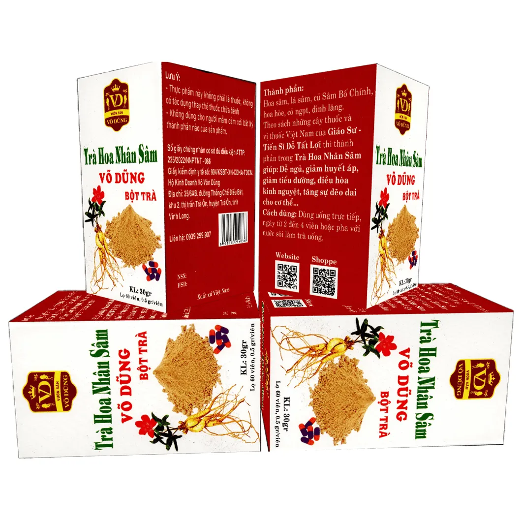Bột trà hoa nhân sâm (30 gr) - Lọ 60 viên (0.5 gr / viên)